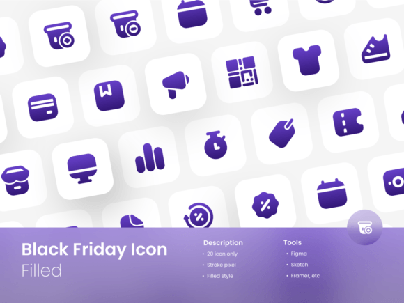 Black Friday Icon Set Gradient Filled
