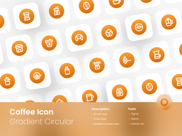 Coffee Icons Gradient Circular Outline