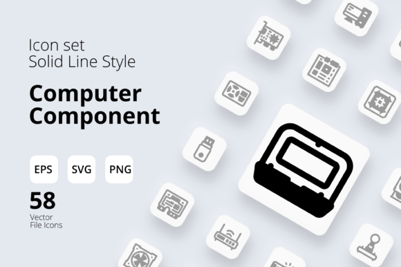 Computer Component Icon Set: Graphics and Icons for Modern Design
