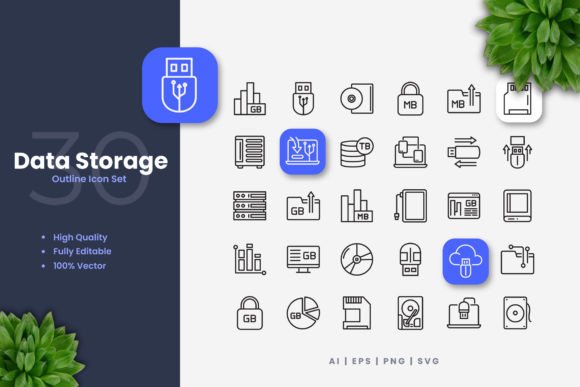 Data Storage Icons: Graphics and Icons for Modern Design
