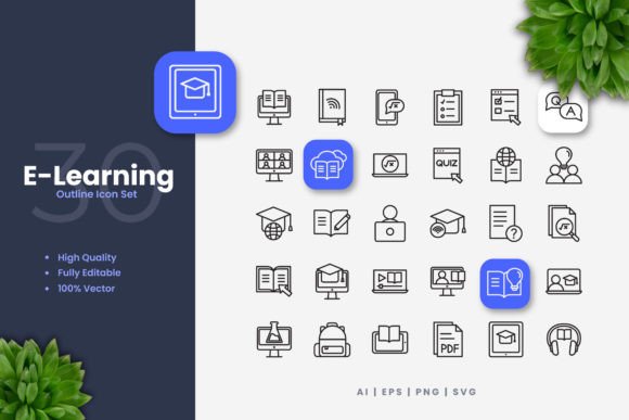 E-Learning Icons: Graphics and Icons for Modern Design