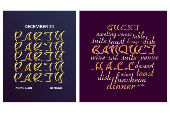Gold Repeat Word Message Banner: Graphics for Print Templates