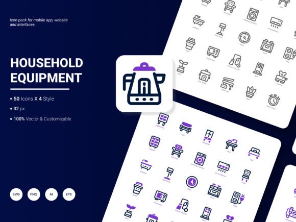 Household Equipment Icon Pack: Graphics and Icons for Branding
