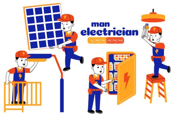 Man Electrician Vector Pack 03: Graphics for Real Business Use
