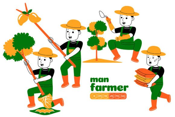 Man Farmer Vector Pack 03: Graphics and Illustrations for Real Crafting