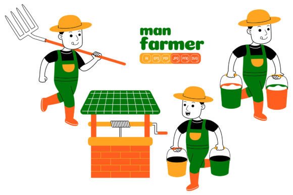 Man Farmer Vector Pack 06: Graphics and Illustrations for Real Projects