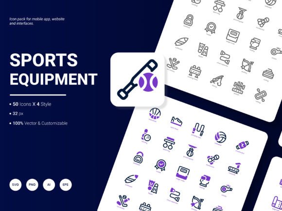 Sports Equipment Icon Pack: Graphics for Digital Sellers