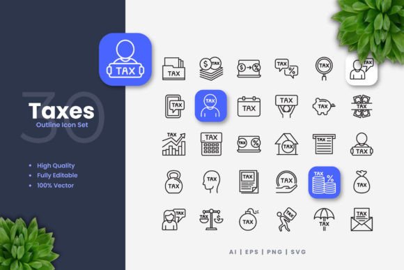 Taxes Icons: Graphics and Icons for Real Projects