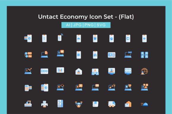 Untact Economy Icon Set - Flat Graphics and Icons