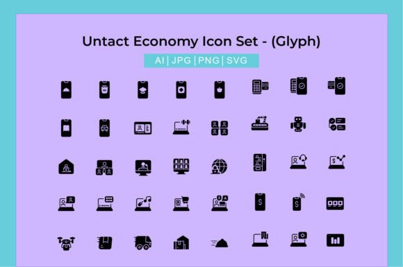 Untact Economy Icon Set - Glyph: Graphics & Icons for Modern Publishing
