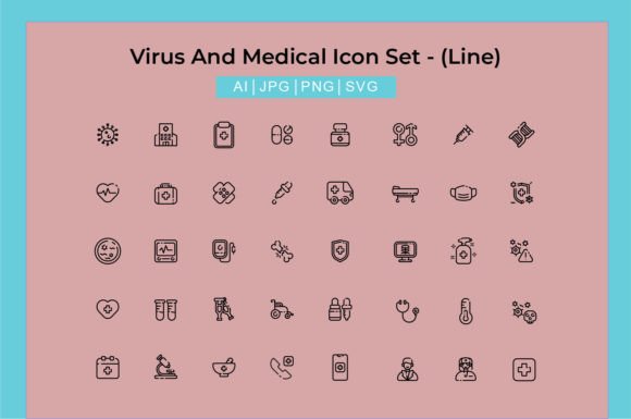 Virus and Medical Icon Set - Line Graphics