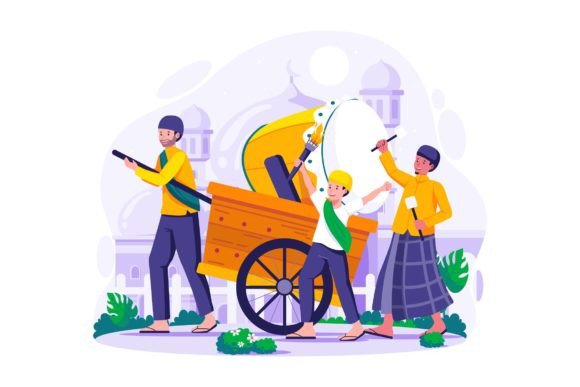 Wake Up People for Suhoor Illustration: Graphics and Illustrations for Ramadan