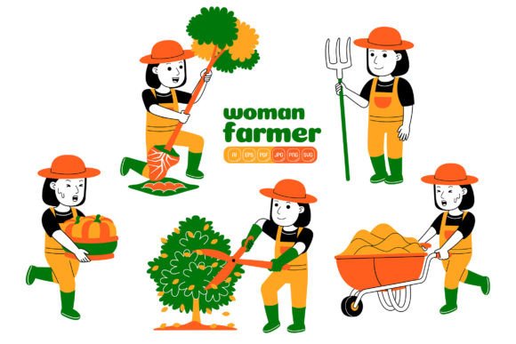 Woman Farmer Vector Pack 02: Graphics & Illustrations for Local Brands