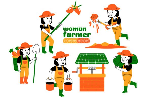 Woman Farmer Vector Pack 05: Graphics & Illustrations for Branding